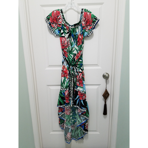 Flying Tomato Sz S Classy Boho Green Floral High Low Maxi Dress NEW without TAG - Picture 1 of 10